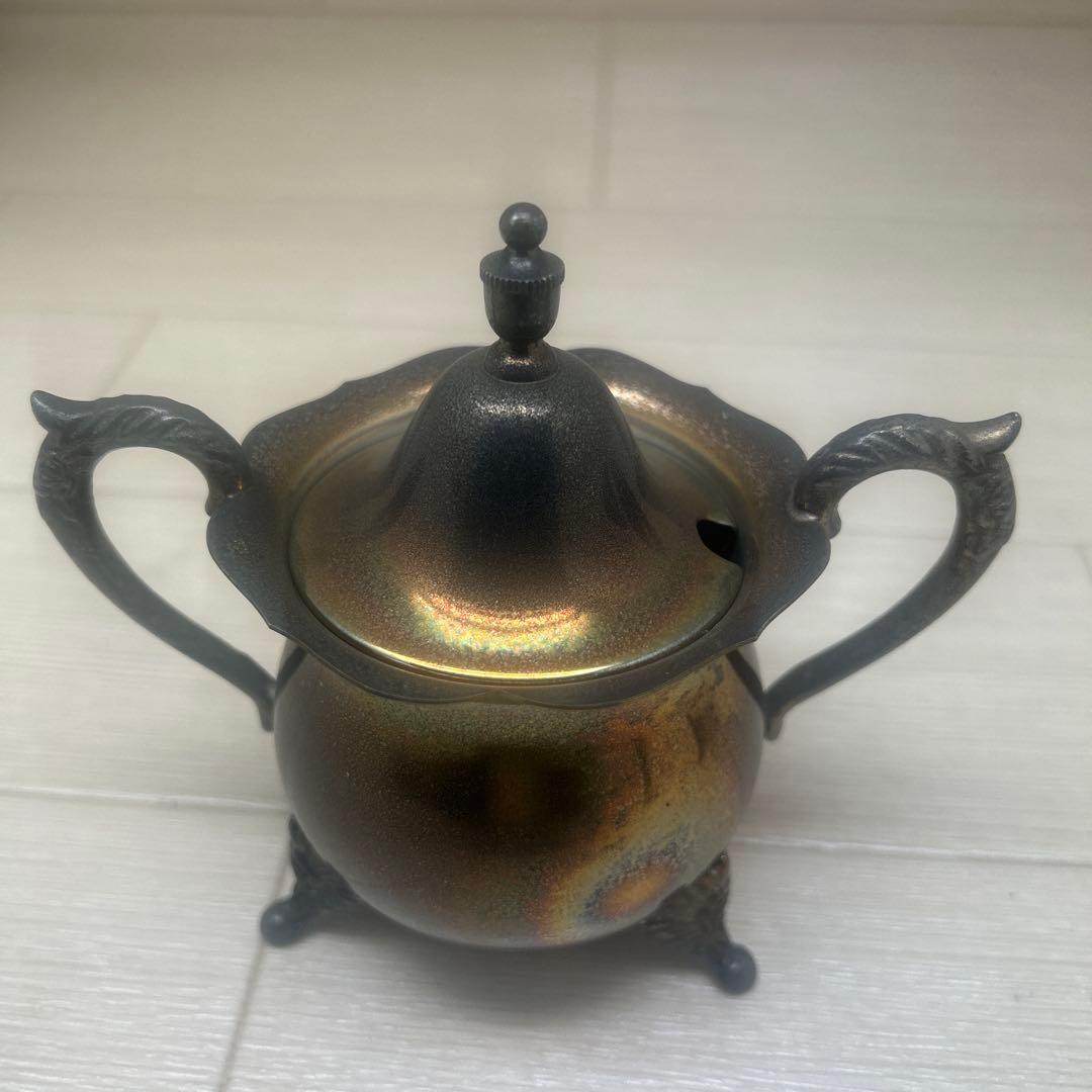 早川 銀川堂 ティーポットの3点セット 早川器物 アンティーク