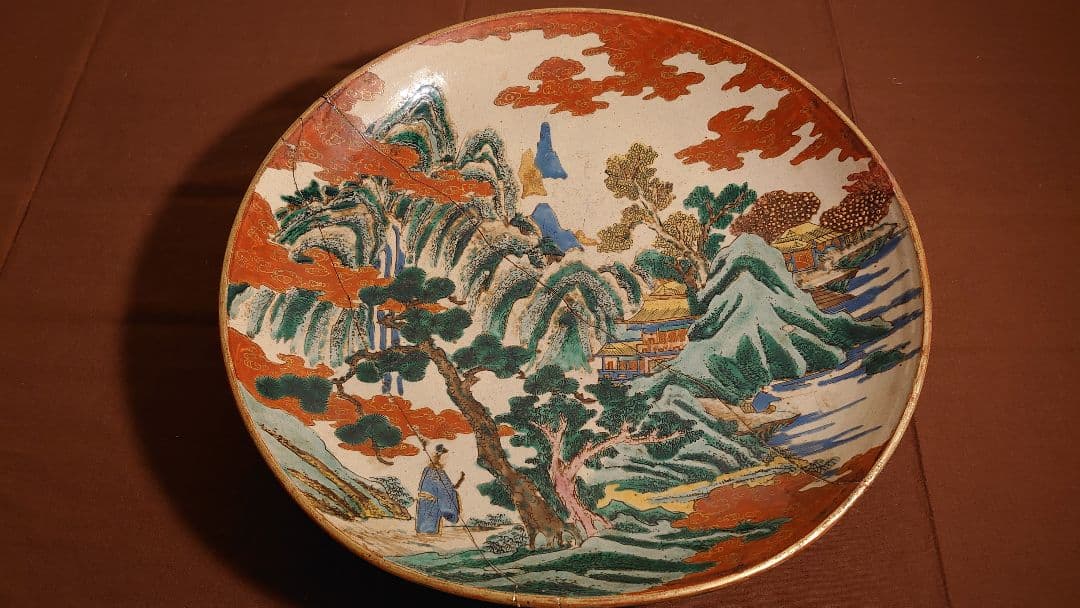 古九谷　九谷焼　庄三　九谷庄三　アンティーク九谷焼　大皿　１客