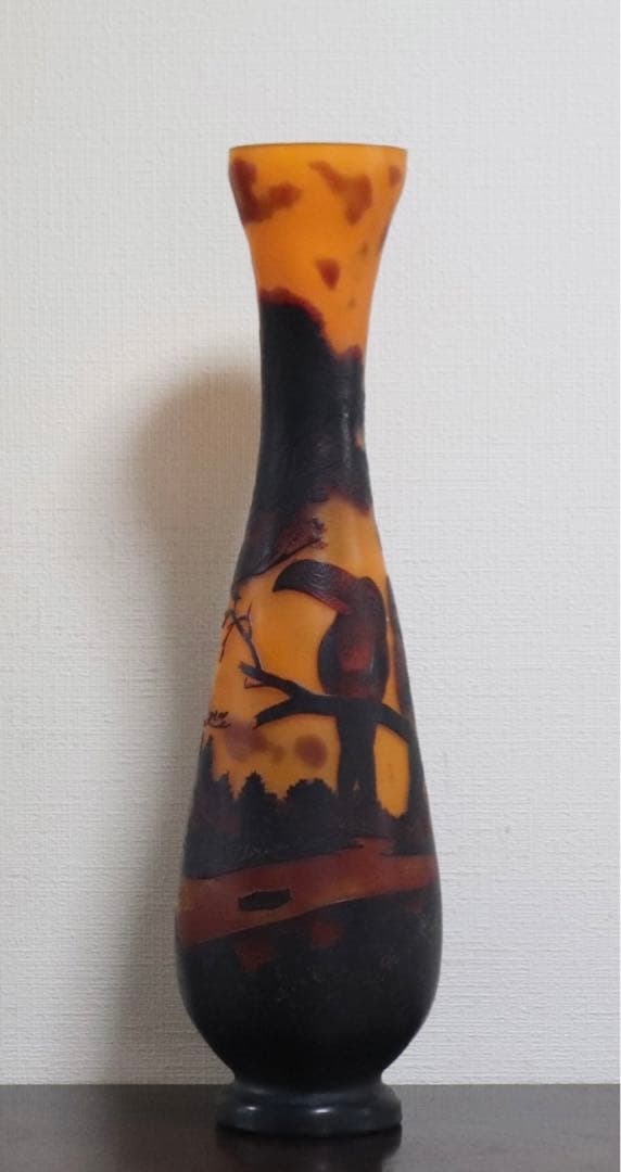 ガレガラス　カワセミ紋瓶　送料込み0623