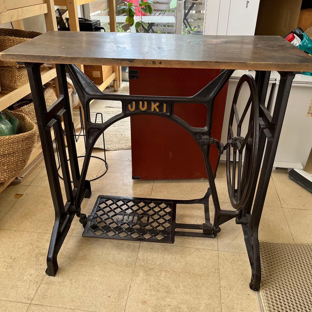 【春セール価格】JUKI ミシン台リメイク アイアンフレーム ダークブラウン