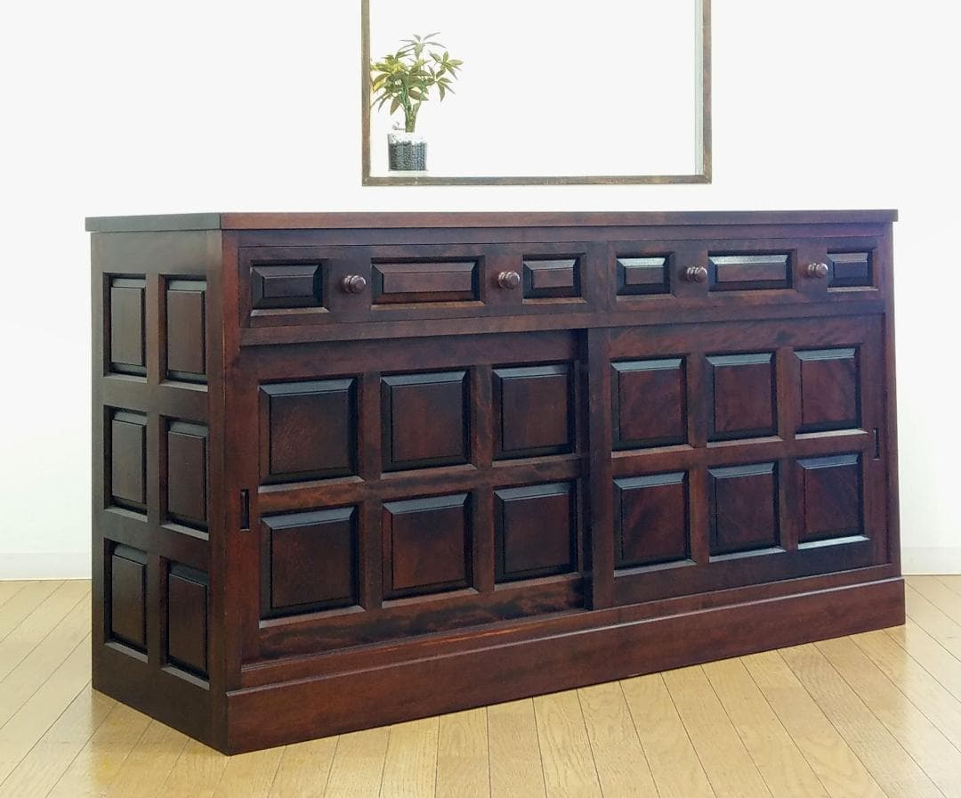 美品 松本民芸家具 キャビネット サイドボード 収納棚 幅146cm