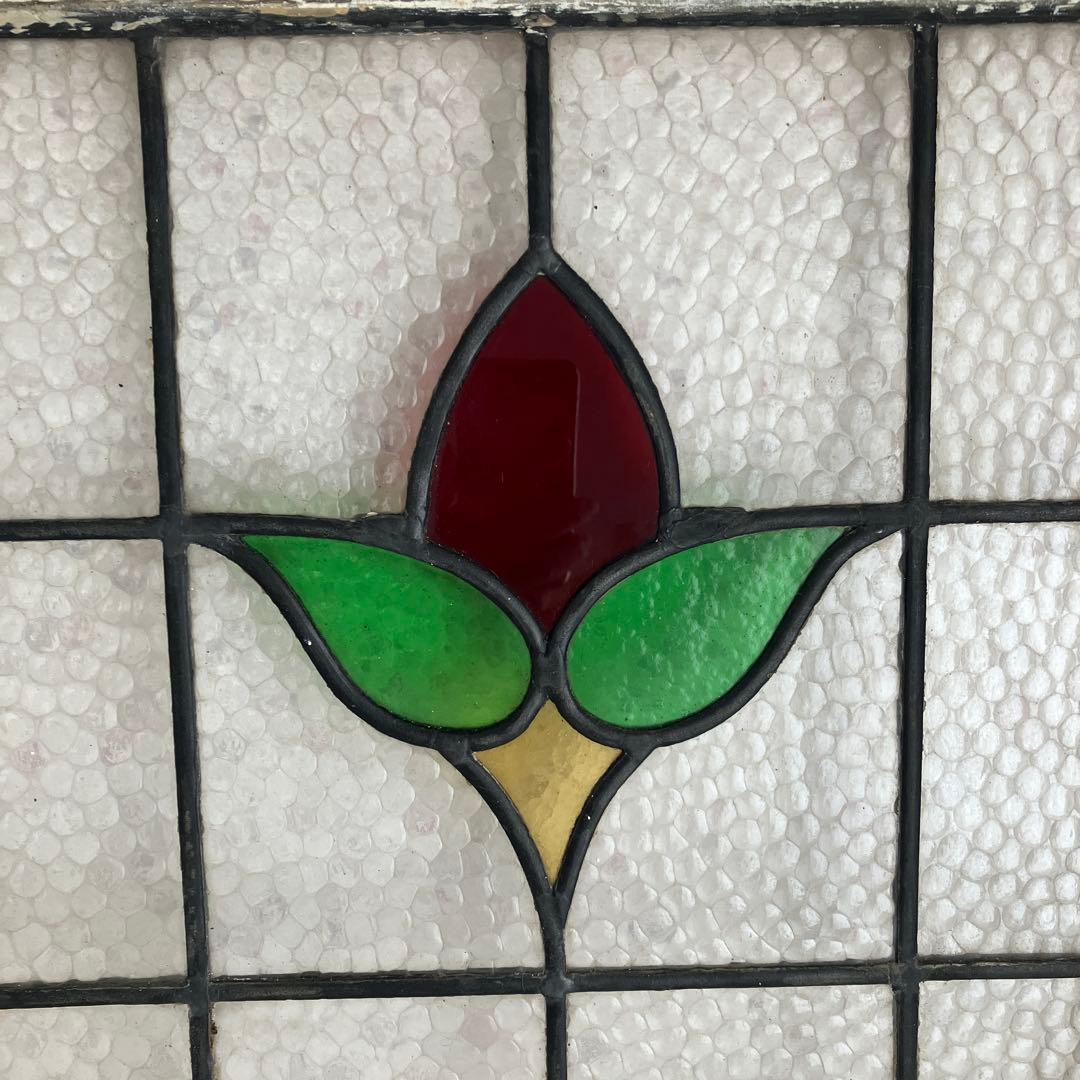 アンティークステンドグラス＊レトロビンテージ古い飾り窓ガラスカントリー建材
