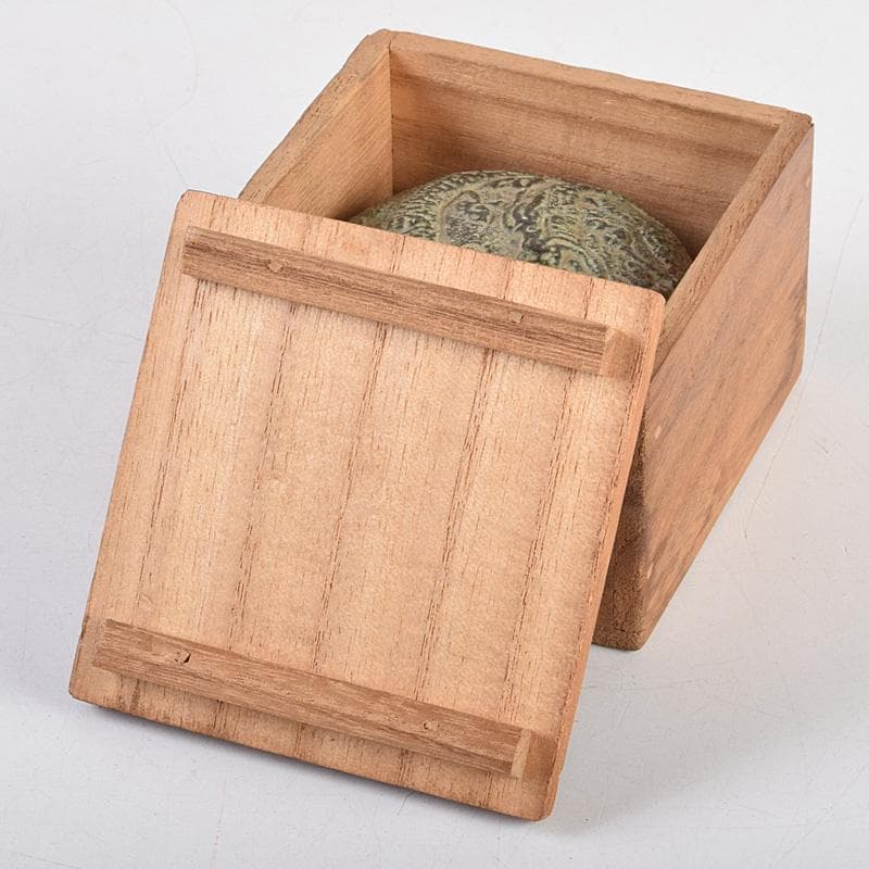 中国　明時代　青銅　龍模様　香合　時代箱付　V　R9348