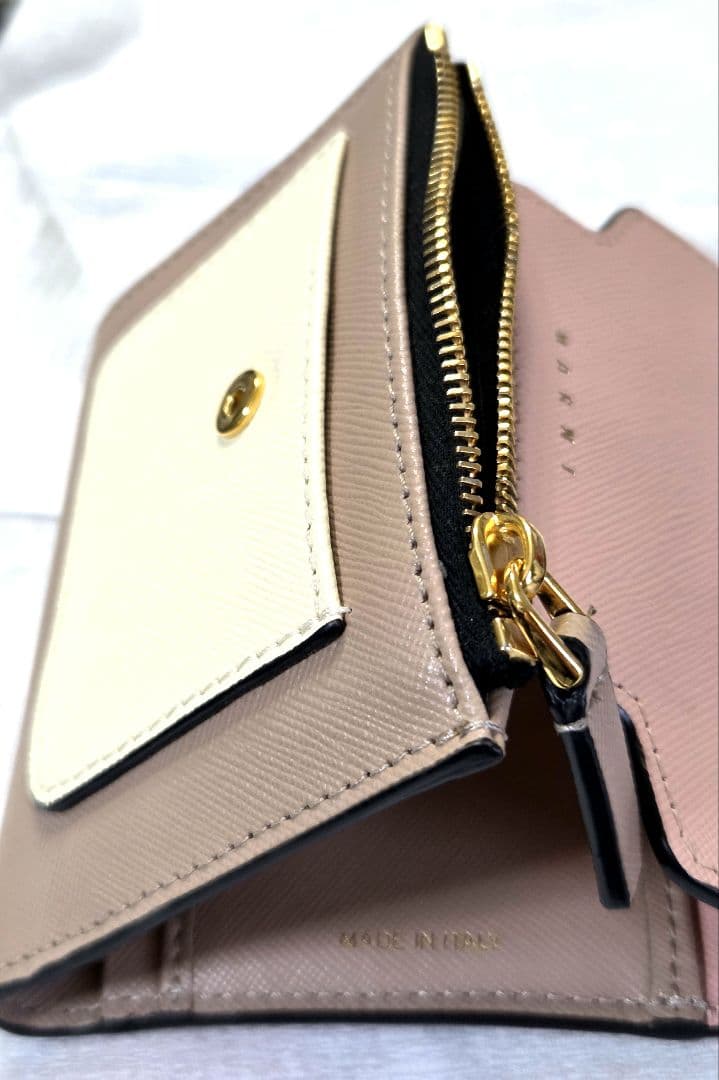 マルニ 三つ折り財布 ピンク/ベージュ