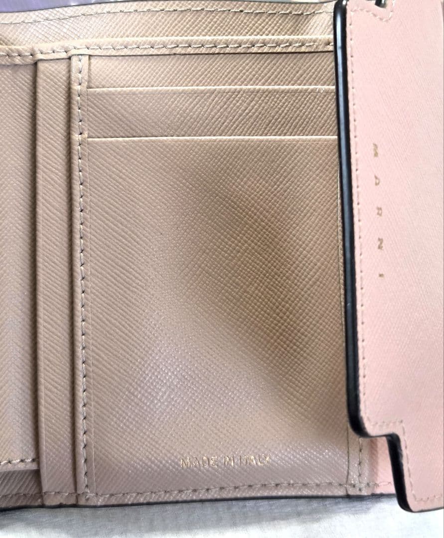 マルニ 三つ折り財布 ピンク/ベージュ