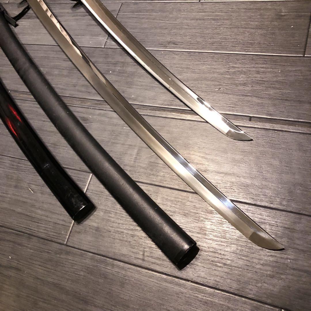 高級模造刀　高級居合刀　太刀　大小セット　本研波刃　亜鉛合金　地肌