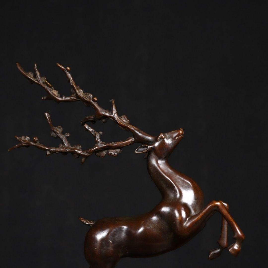 梅花鹿 銅製品 路路発財 応接間 書斎 装飾品 工芸品 美術品 置物