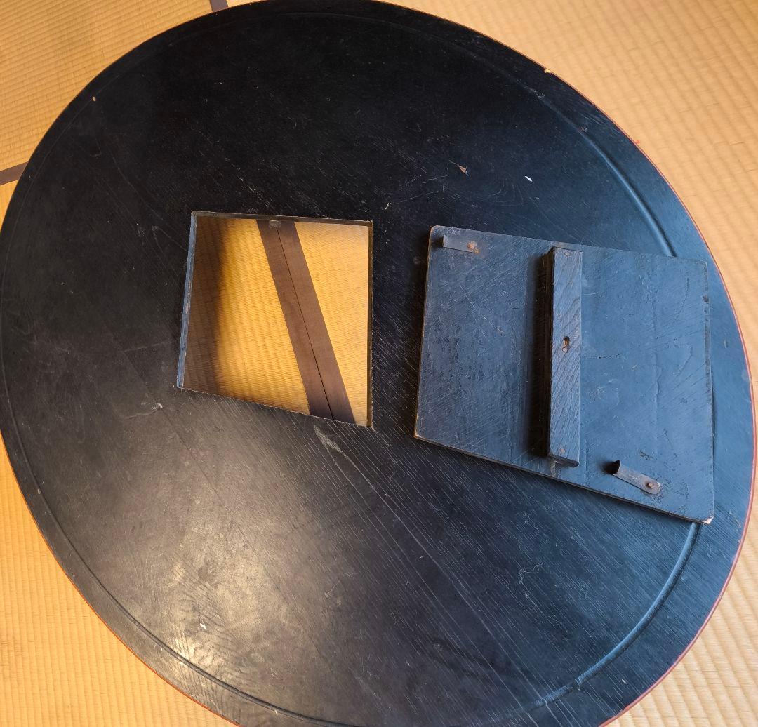 黒色 円形 板座卓 折りたたみ式