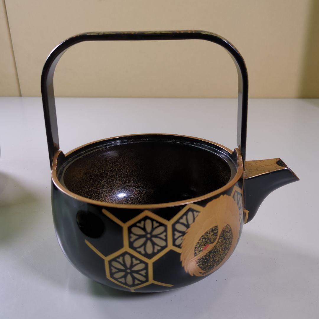 舞鶴模様蒔絵　銚子　１対　時代物　　 懐石道具　金彩　骨董品　蔵出し