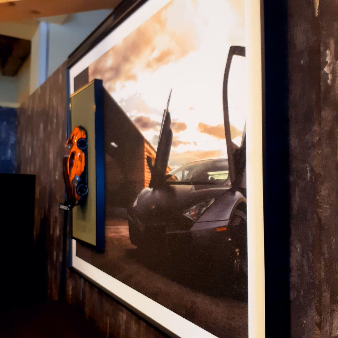 希少　生産少　輸入雑貨　ランボルギーニ　フィギア付　特殊アートパネル　黒縁