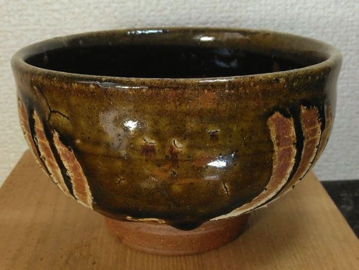 りー！本人書付共箱！人間国宝 金城次郎 指カキ茶碗 栞 共箱 美品 壺屋焼