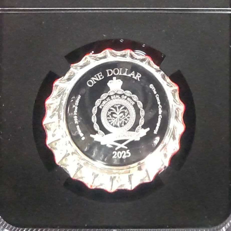 【最高鑑定】2025年 NGCPF70 コカコーラ ボトルキャップ型 純銀 銀貨