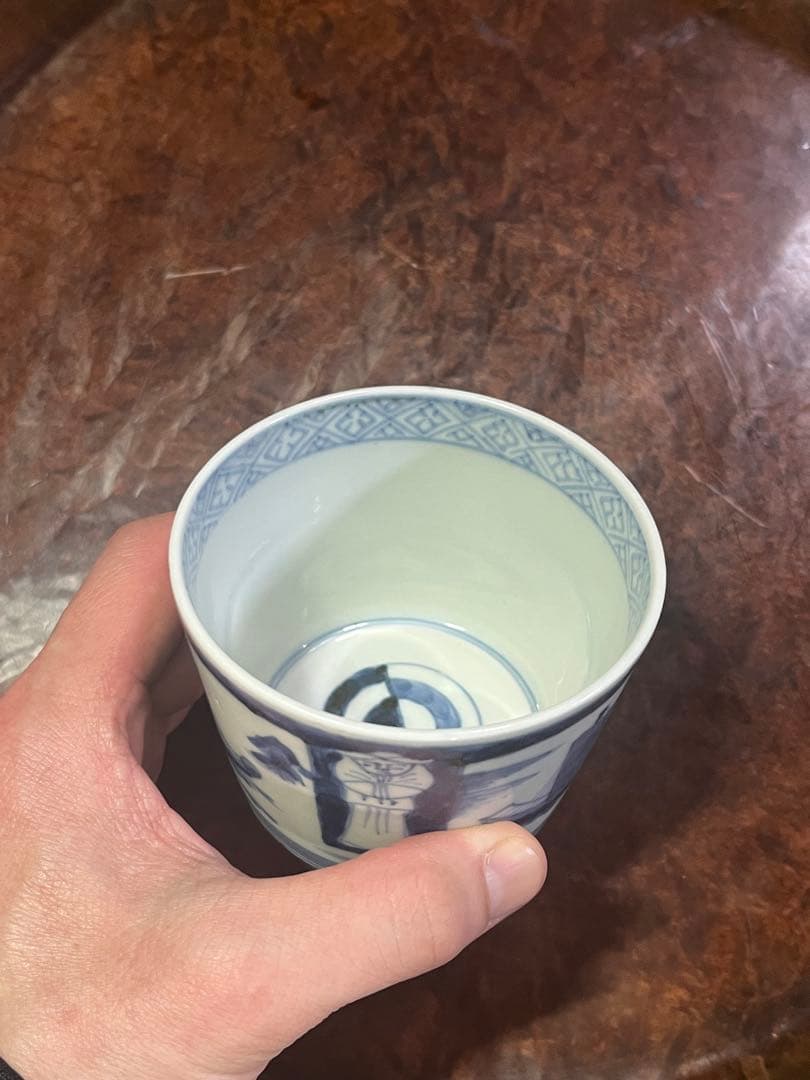 古伊万里　蕎麦猪口　異国人　帆船　そば猪口　人文　ラッタン　南蛮人