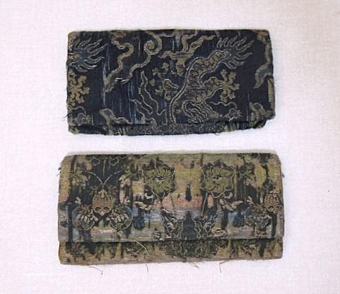 古いキセル・筒＆提げたばこ入れ１点 和柄小物入れ１点 金襴生地小物入れ２点