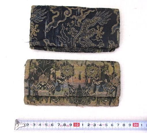 古いキセル・筒＆提げたばこ入れ１点 和柄小物入れ１点 金襴生地小物入れ２点