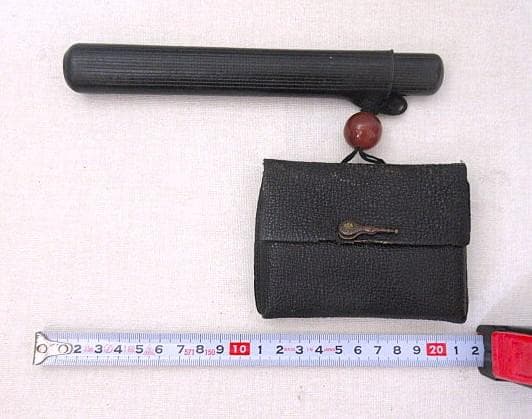 古いキセル・筒＆提げたばこ入れ１点 和柄小物入れ１点 金襴生地小物入れ２点