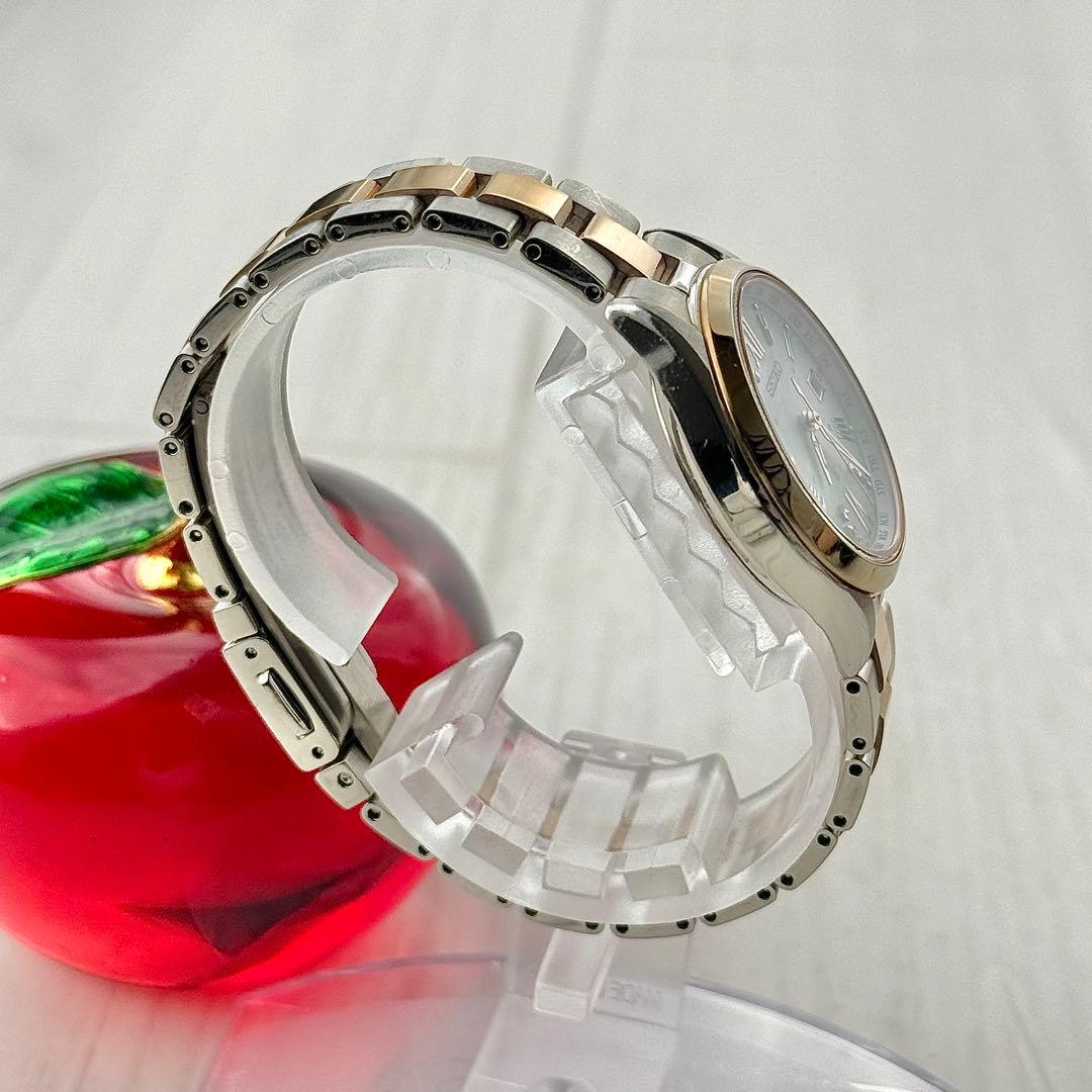 ☆電波ソーラー☆004 セイコー ルキア 1Pダイヤ シェル文字盤 レディース