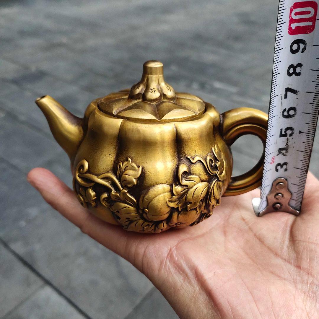 銅器 南瓜酒壺 茶壺 茶道具 茶道 工芸品 美術品 置物