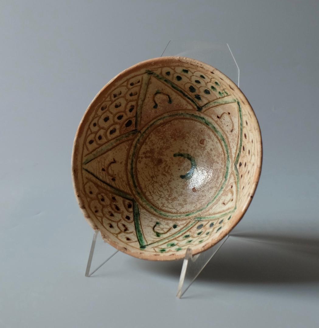 ☆イスラム陶☆三日月・五芒星・ザクロの模様の茶碗