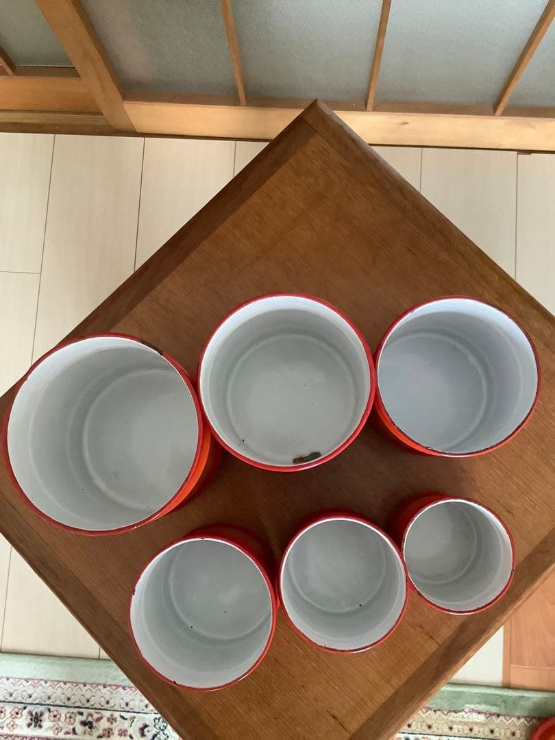 フランス　アンティーク　ホーロー　キャニスターセット　⑤