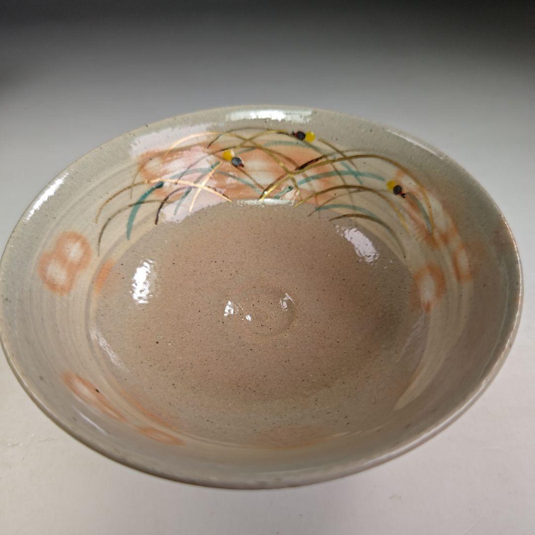 イ882 茶碗『橋本美峰造』『色絵　蛍　ホタル　平茶碗　共箱』茶道具　抹茶碗