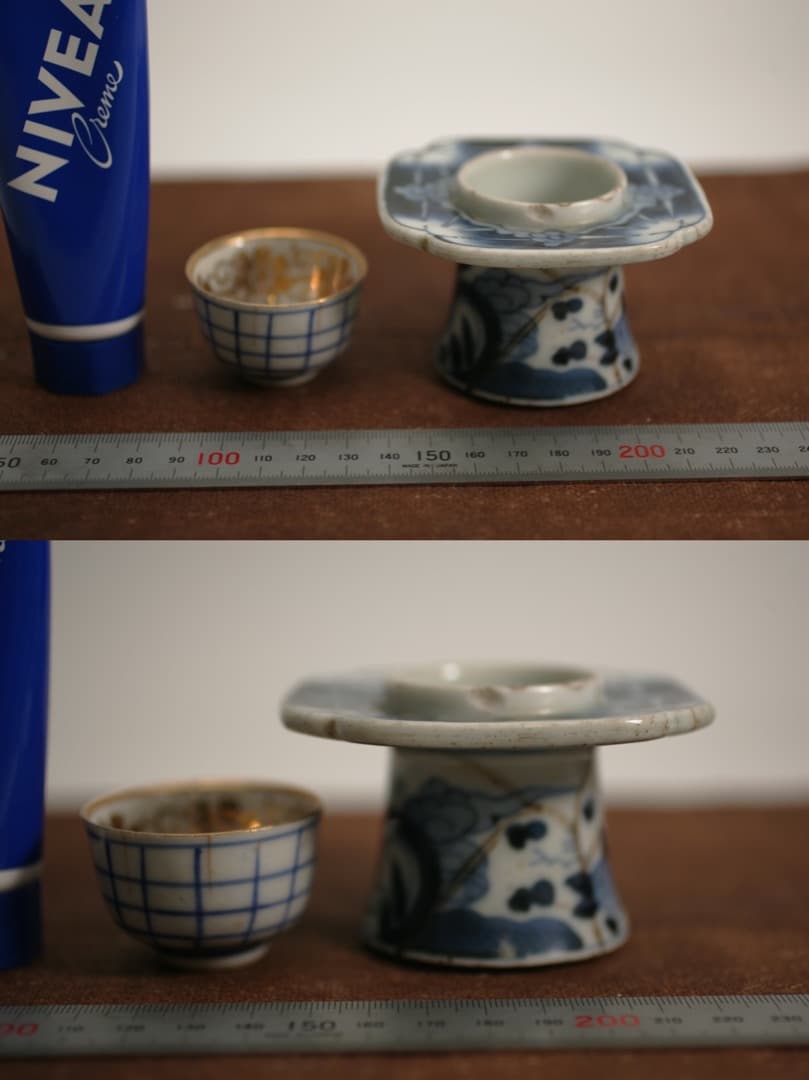 【即購入可】古伊万里／九谷焼／春画／盃台と酒盃・杯／５セット／酒器／ぐい呑／骨董