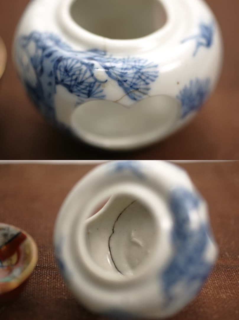 【即購入可】古伊万里／九谷焼／春画／盃台と酒盃・杯／５セット／酒器／ぐい呑／骨董