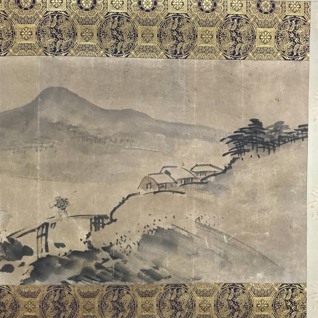 模写/長澤芦雪/長沢芦雪/長澤蘆雪/山水人物図/横物/掛軸/名家伝来/AE-49