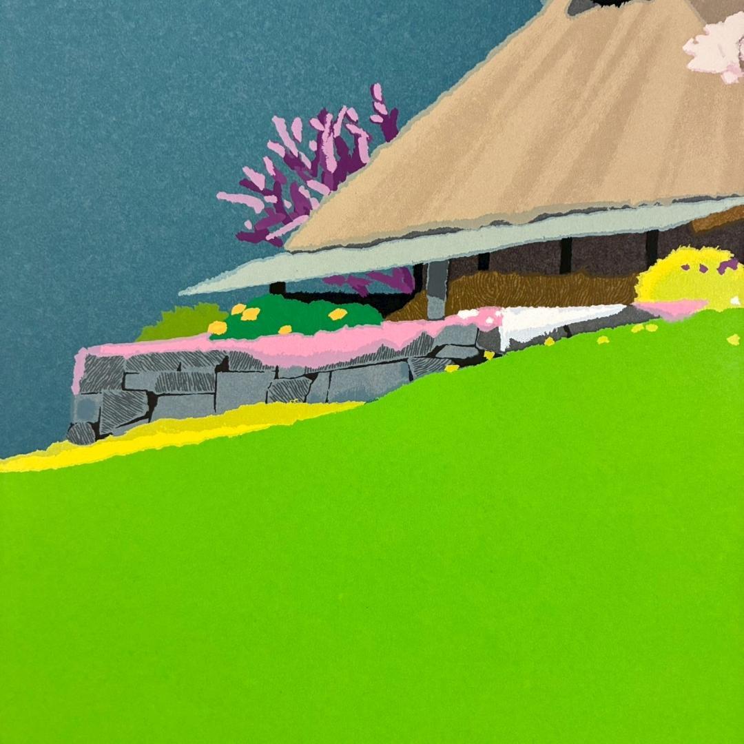 内田正泰「春の香り」リトグラフ 直筆サイン入り 額縁入り 風景画 桜 さくら