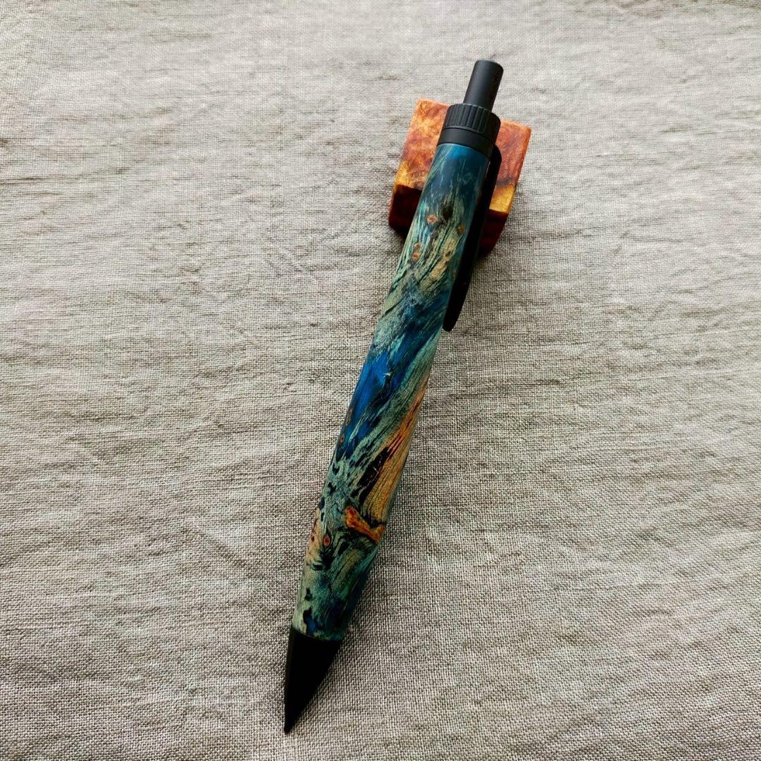 【魂】　ハンドメイド　木軸シャープぺン　スタビライズドウッド　0.5mm