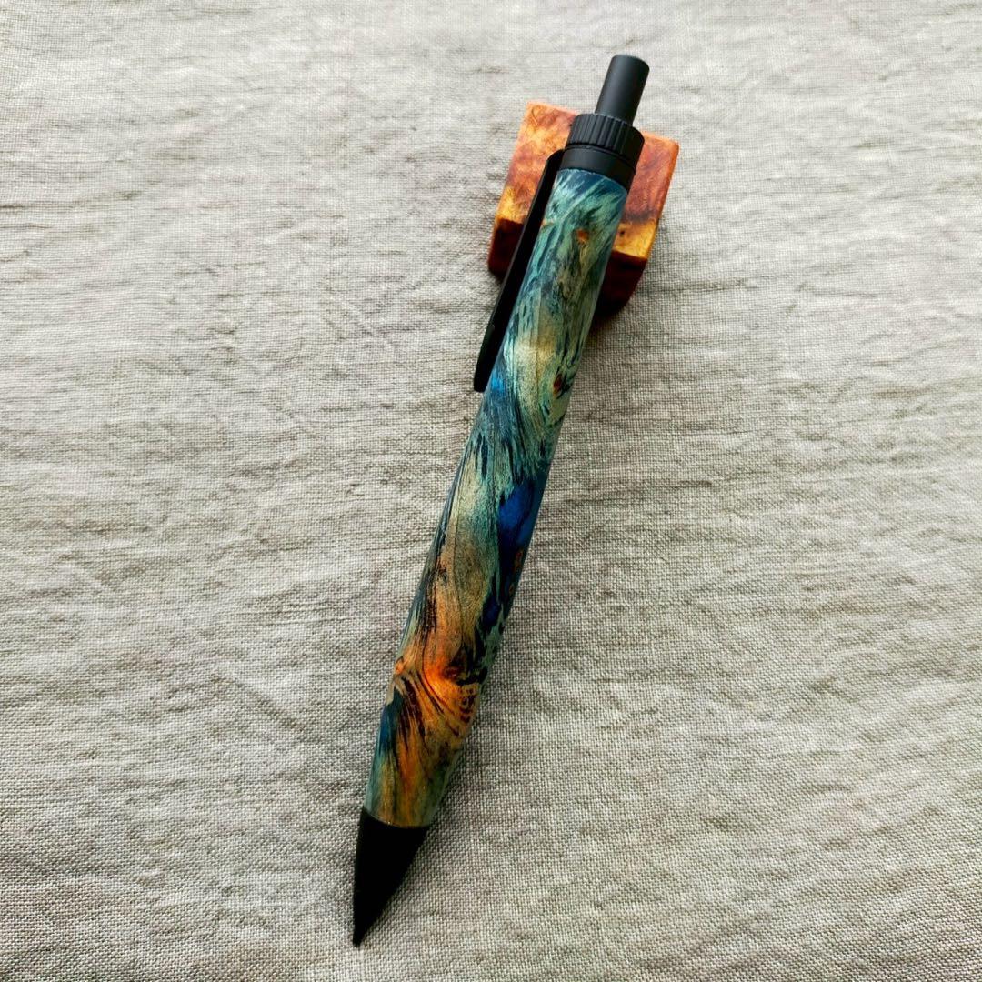 【魂】　ハンドメイド　木軸シャープぺン　スタビライズドウッド　0.5mm
