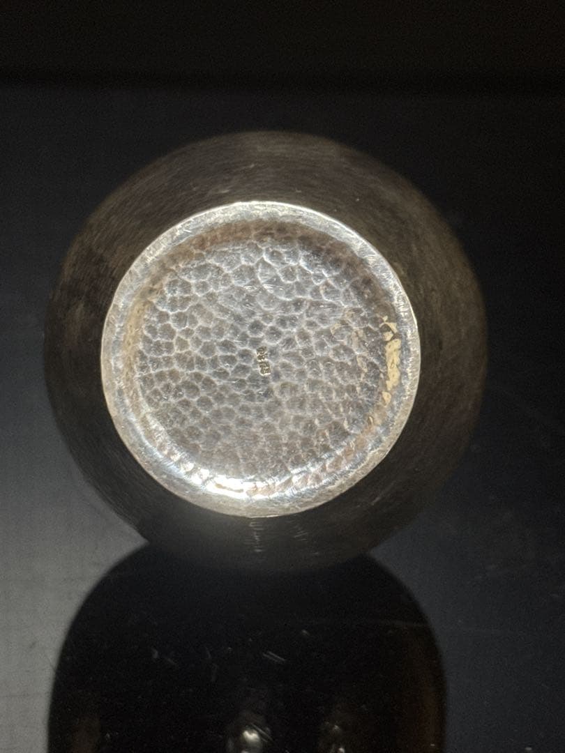 極上 純銀 槌目 二重口蓋 棗型 茶入 茶壷 茶道具 桐箱付