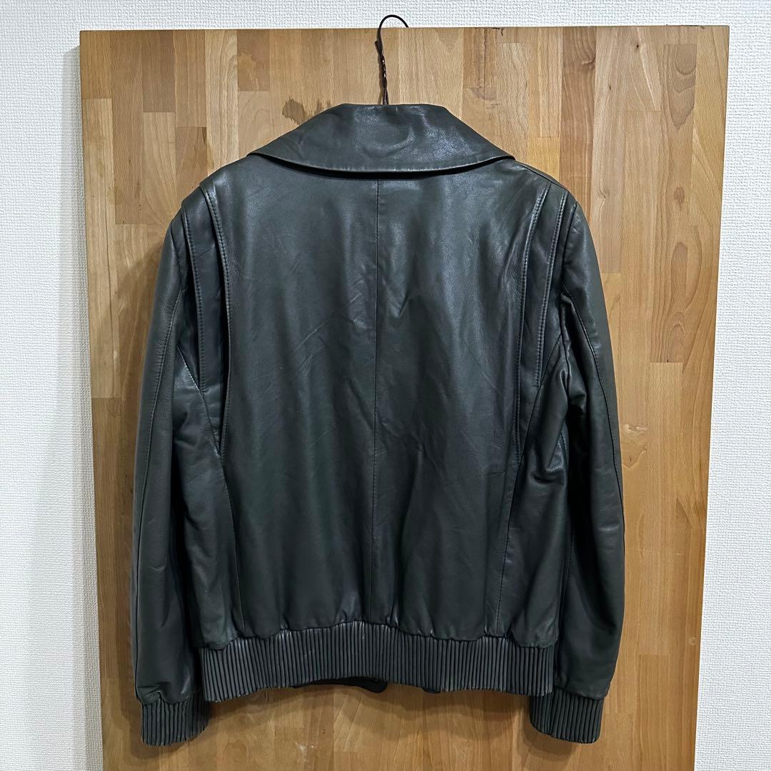 ポールスミス レザージャケット ハイネック M ラムレザー モスグリーン