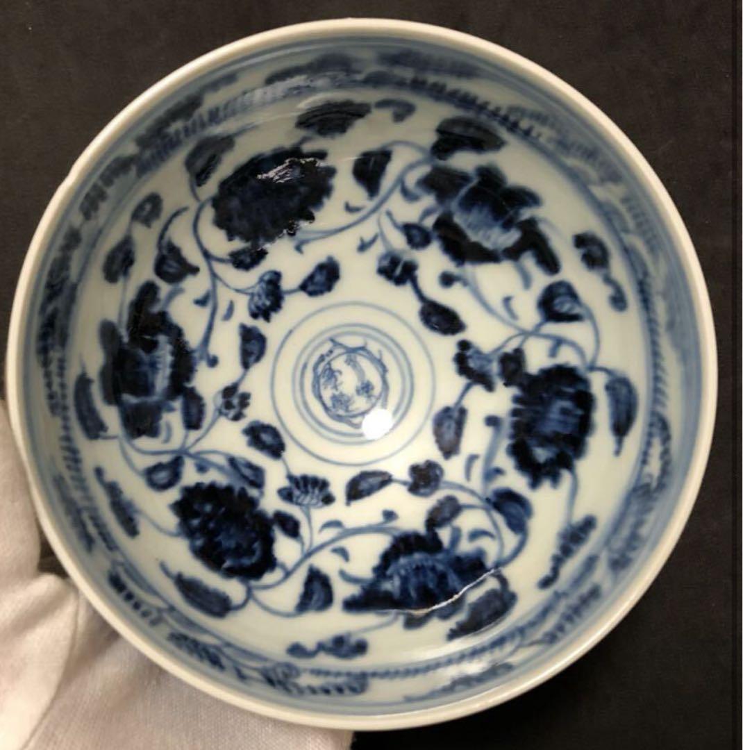 中国 明時代 呉須 染付 湯呑 茶碗 時代物古美術 骨董品 唐物茶器 。