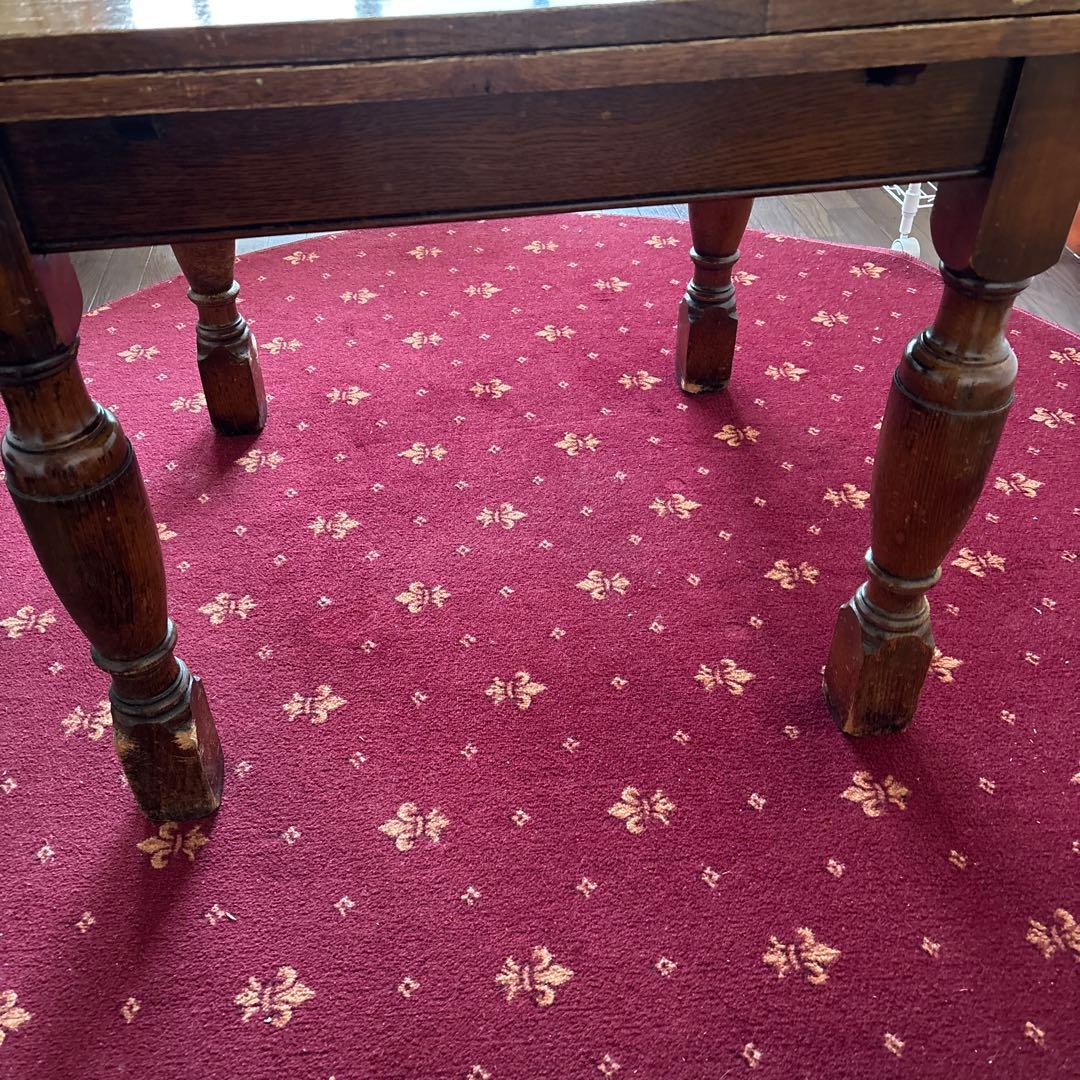 アンティーク家具　テーブル　木製　ダークブラウン　四角テーブル　伸縮　延長