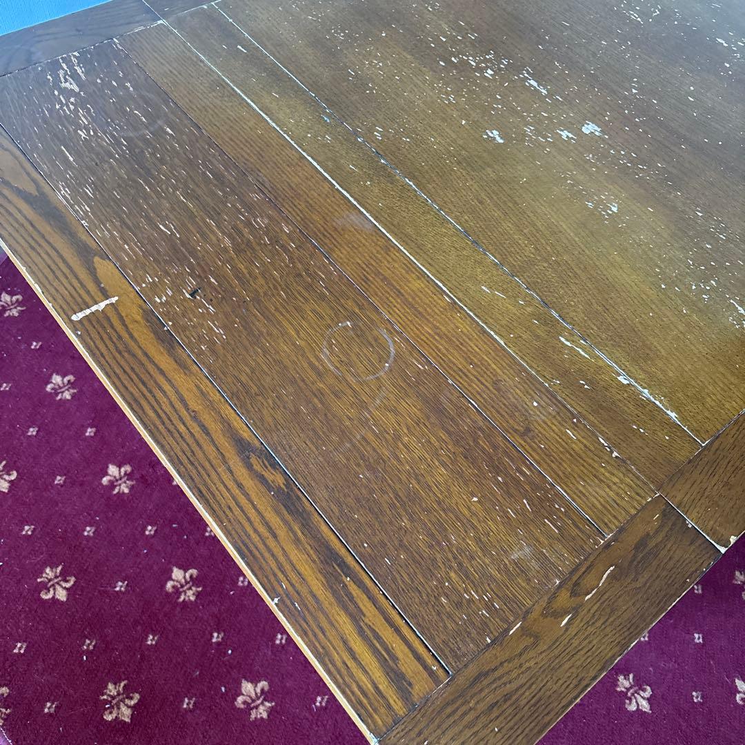 アンティーク家具　テーブル　木製　ダークブラウン　四角テーブル　伸縮　延長