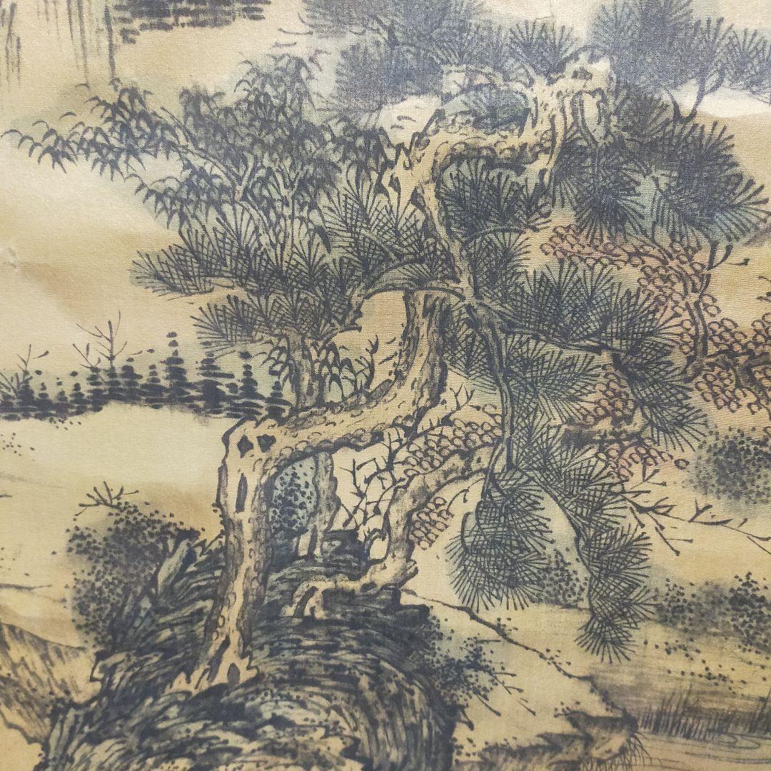 山水画 掛軸 水墨画 和紙　中国