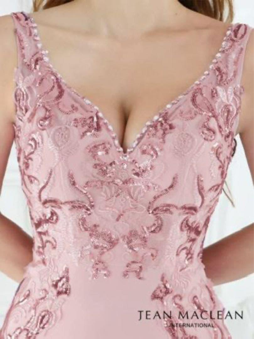 JEAN MACLEAN ジャンマクレーピンク刺繍マーメイド ロングドレス
