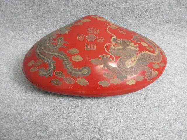 朱塗蒔絵雲龍鳳凰文貝形菓子器 [B25734]