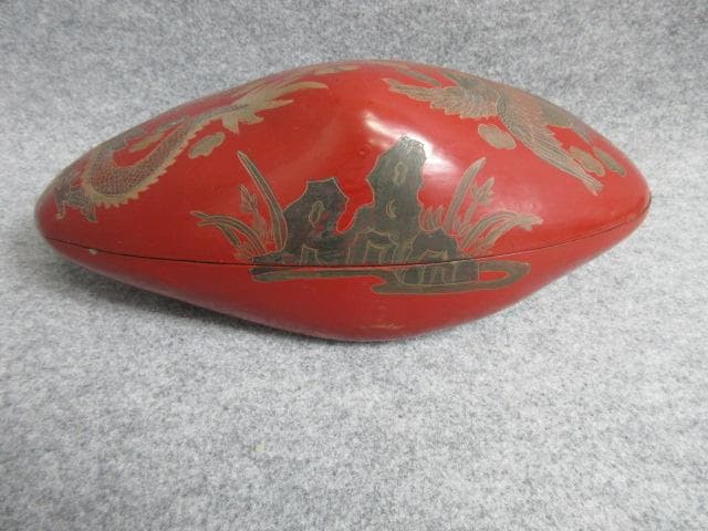 朱塗蒔絵雲龍鳳凰文貝形菓子器 [B25734]