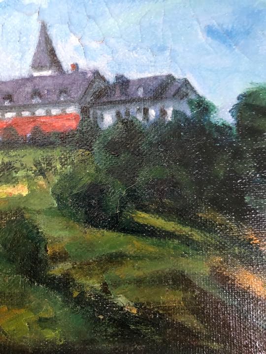 油絵　【小川　恒】丘の上の館