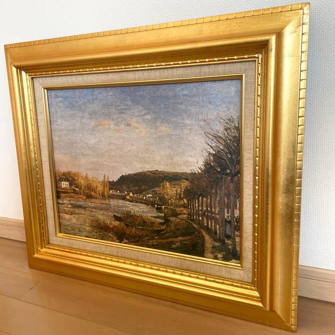 ピサロ 油彩画 ブージヴァールのセーヌ河 51X82cm 複製品