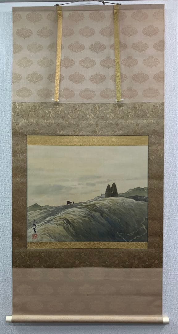 土田 麦僊　絹本　掛軸　共箱　太巻　2重箱（村上華岳　小野竹喬　野長瀬晩花）