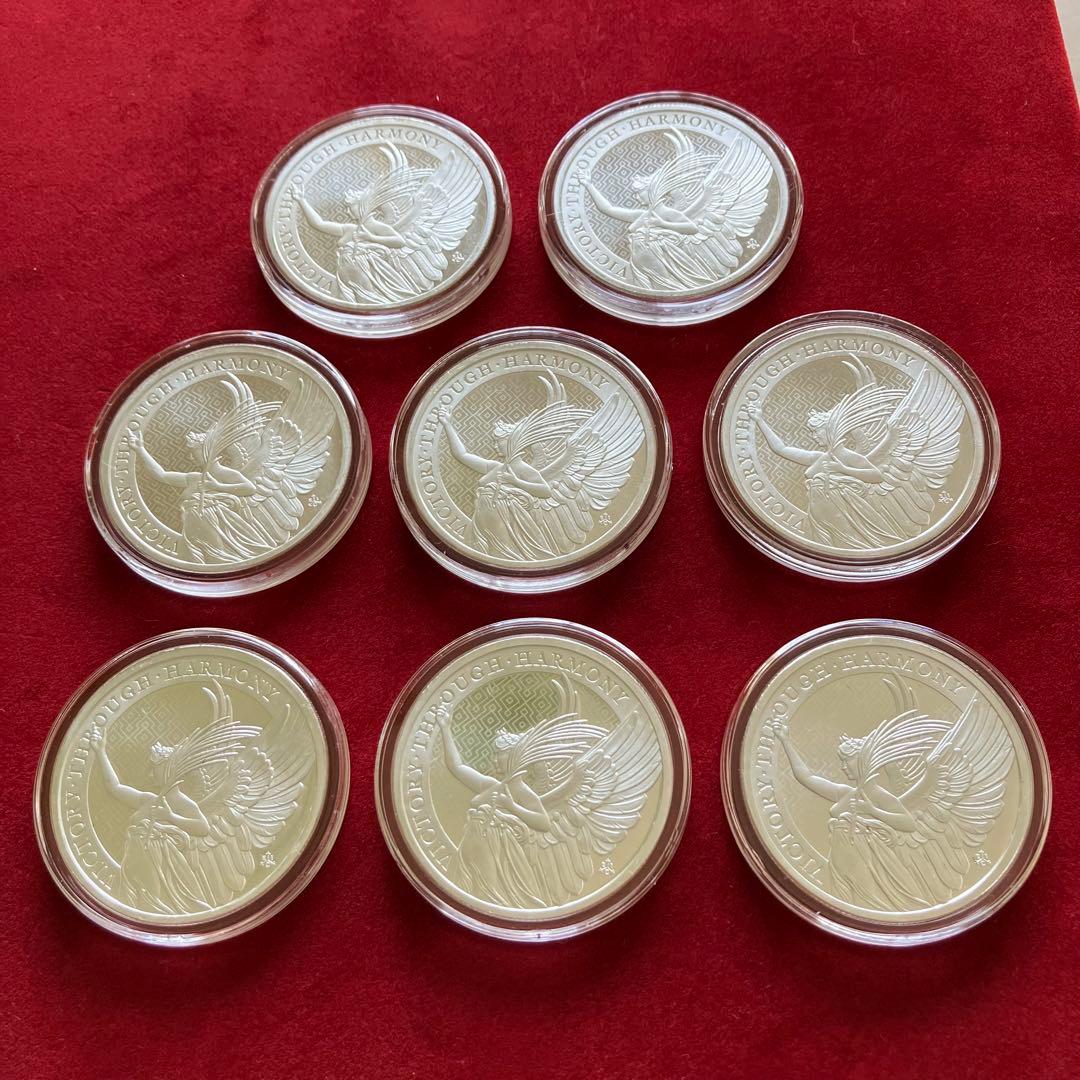 8枚◇アメリカ「セントヘレナ 女王の美徳・勝利 」1オンス 銀貨