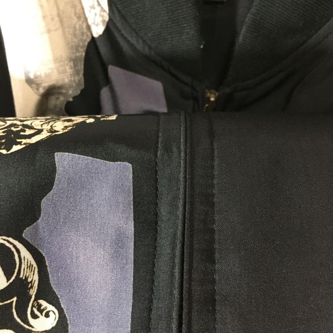 【個性派古着】長袖総柄デザインブルゾン　豪華刺繍入り　ヨーロピアン調　LL