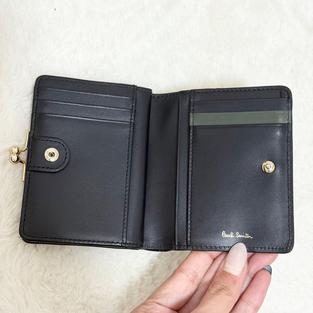 ポールスミス Paul Smith がま口財布 マーケトリーバニー ブラック美品