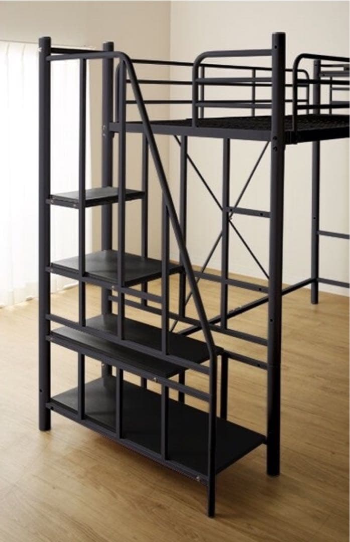 ニトリ　高さ2段階式階段付きロフトベッド　ブラック