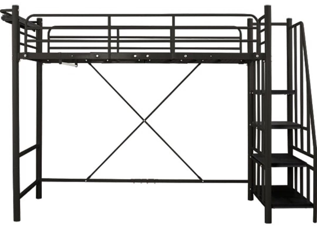 ニトリ　高さ2段階式階段付きロフトベッド　ブラック