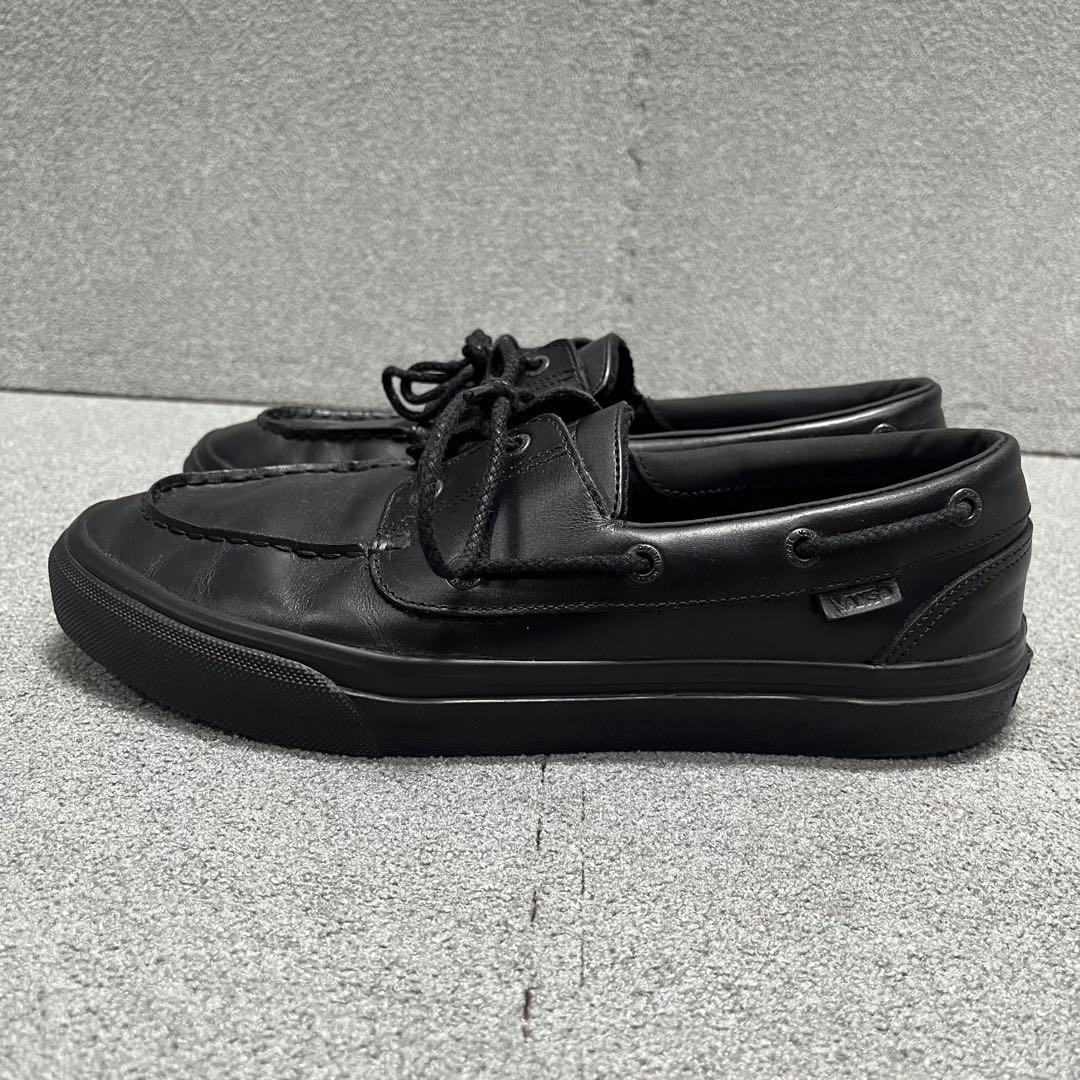 重厚レザーモカ2アイレットシルエットVANSV176CFブラック27cm