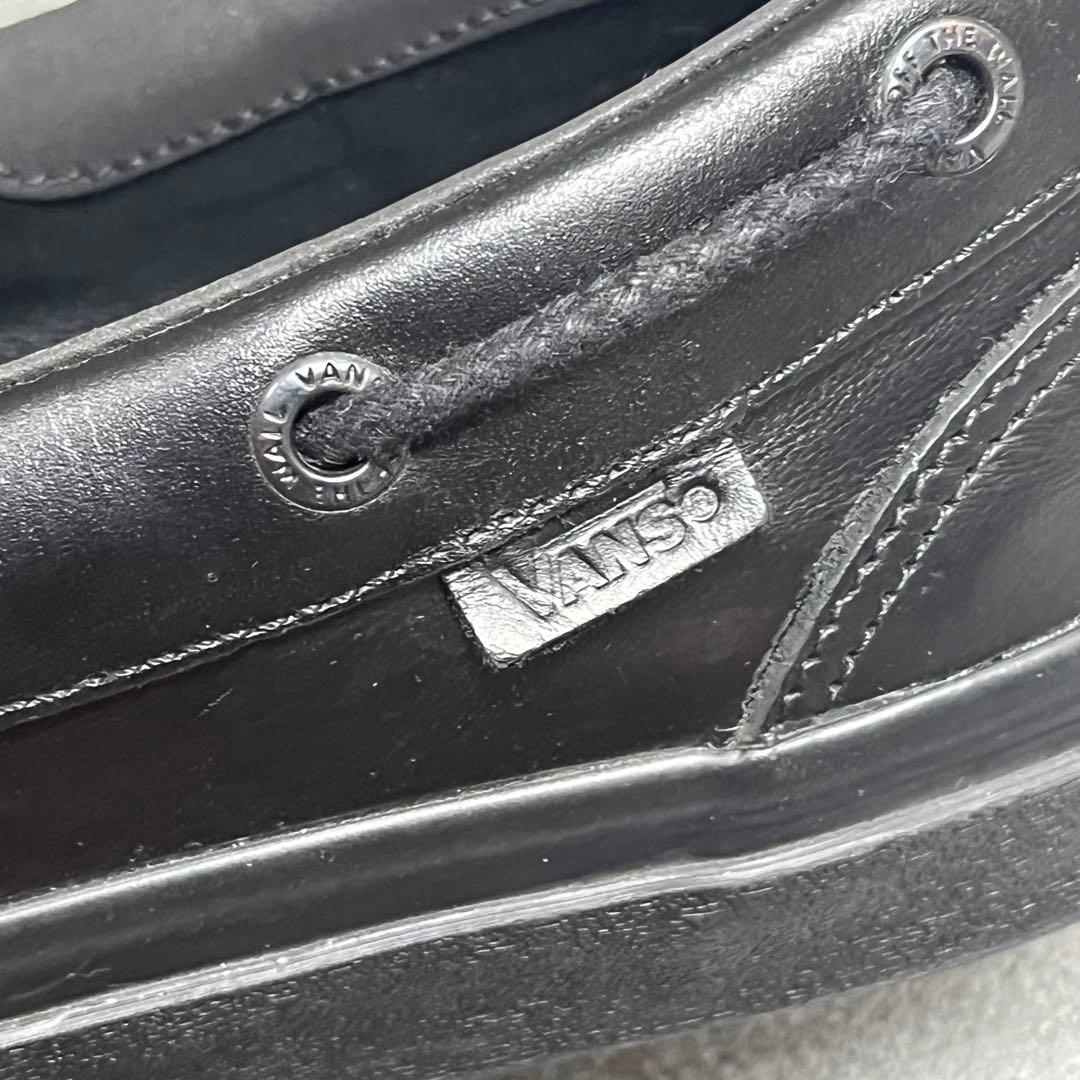 重厚レザーモカ2アイレットシルエットVANSV176CFブラック27cm